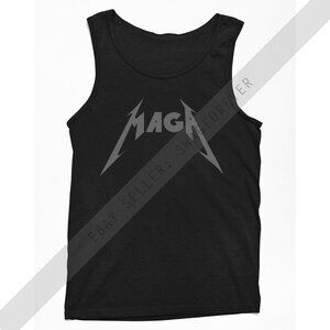Trump Metallica Maga Custom Mash Up Tonal Logo Sleeveless Shirt Tank Top Black